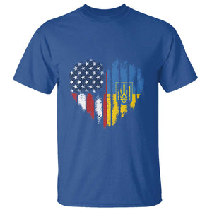 Support Ukraine T Shirt - Stand With Ukraine American Ukrainian Flag Protest Tee TS10 Royal Blue Print Your Wear