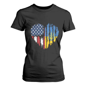 Support Ukraine T Shirt For Women Stand With Ukraine American Ukrainian Flag TS10 Black Print Your Wear