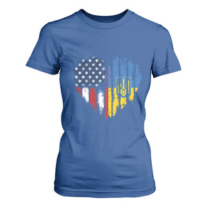Support Ukraine T Shirt For Women Stand With Ukraine American Ukrainian Flag TS10 Royal Blue Print Your Wear