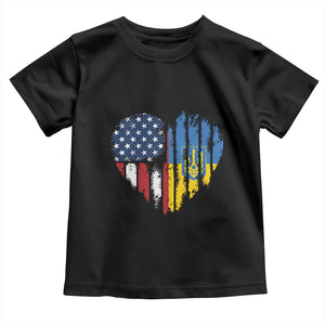 Support Ukraine Toddler T Shirt Stand With Ukraine American Ukrainian Flag TS10 Black Print Your Wear