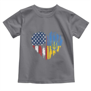 Support Ukraine Toddler T Shirt Stand With Ukraine American Ukrainian Flag TS10 Charcoal Print Your Wear