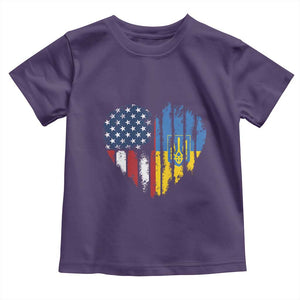 Support Ukraine Toddler T Shirt Stand With Ukraine American Ukrainian Flag TS10 Purple Print Your Wear