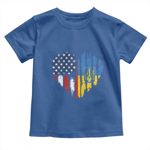 Support Ukraine Toddler T Shirt Stand With Ukraine American Ukrainian Flag TS10 Royal Blue Print Your Wear