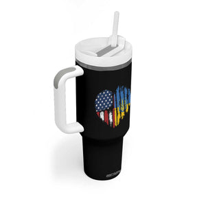 Support Ukraine Tumbler With Handle Stand With Ukraine American Ukrainian Flag TS10 Print Your Wear