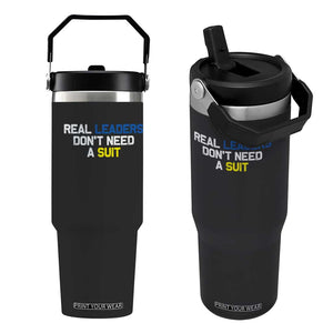 Support Ukraine Flip Straw Tumbler Real Leaders Dont Need Suits TS10 One Size: 30 oz Black Print Your Wear
