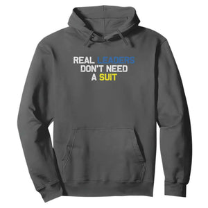 Support Ukraine Hoodie Real Leaders Dont Need Suits TS10 Dark Heather Print Your Wear