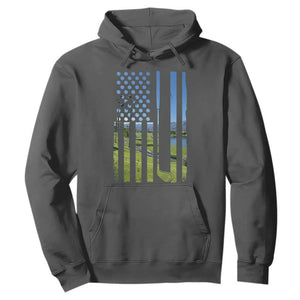 American Flag Golf Hoodie Golfer Funny Golf Club Golfing TS10 Dark Heather Print Your Wear