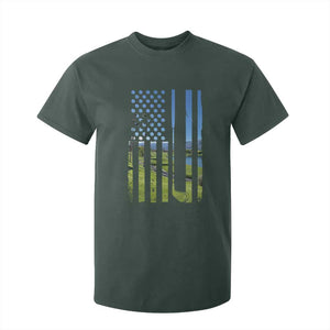 American Flag Golf T Shirt For Kid Golfer Funny Golf Club Golfing TS10 Dark Forest Green Print Your Wear