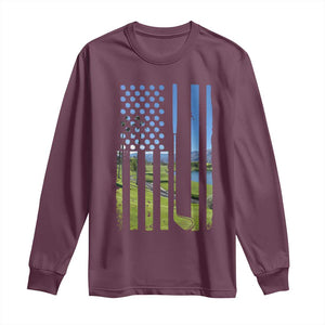 American Flag Golf Long Sleeve Shirt Golfer Funny Golf Club Golfing TS10 Maroon Print Your Wear