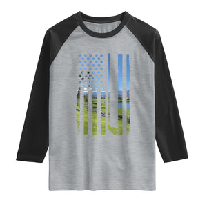 American Flag Golf Raglan Shirt Golfer Funny Golf Club Golfing TS10 Heather Gray Black Print Your Wear