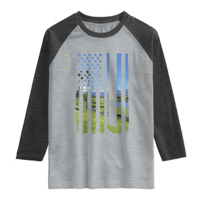 American Flag Golf Raglan Shirt Golfer Funny Golf Club Golfing TS10 Heather Gray Heather Charcoal Print Your Wear