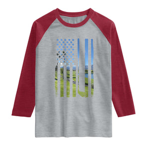 American Flag Golf Raglan Shirt Golfer Funny Golf Club Golfing TS10 Heather Gray Heather Red Print Your Wear