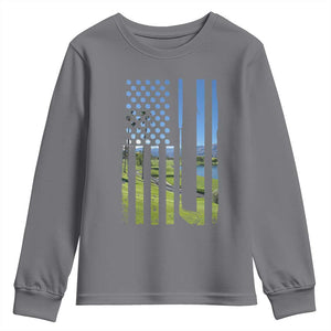 American Flag Golf Youth Sweatshirt Golfer Funny Golf Club Golfing TS10 Charcoal Print Your Wear