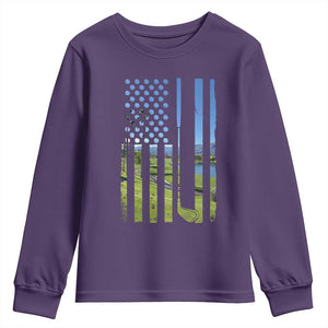 American Flag Golf Youth Sweatshirt Golfer Funny Golf Club Golfing TS10 Purple Print Your Wear