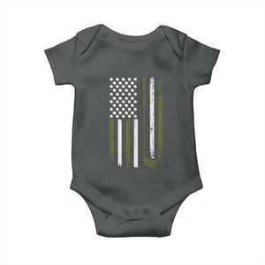 Retro American Flag Golf Baby Onesie Golfer Funny Golf Club Golfing TS10 Dark Heather Print Your Wear