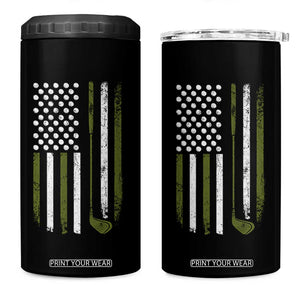 Retro American Flag Golf 4 in 1 Can Cooler Tumbler Golfer Funny Golf Club Golfing TS10 One Size: 16 oz Black Print Your Wear