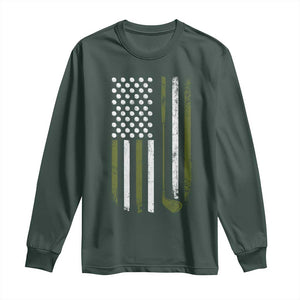 Retro American Flag Golf Long Sleeve Shirt Golfer Funny Golf Club Golfing TS10 Dark Forest Green Print Your Wear