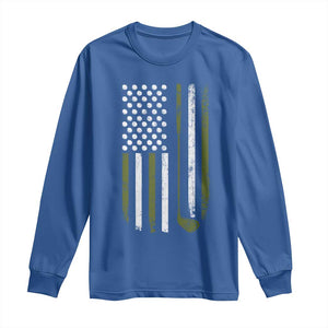 Retro American Flag Golf Long Sleeve Shirt Golfer Funny Golf Club Golfing TS10 Royal Blue Print Your Wear