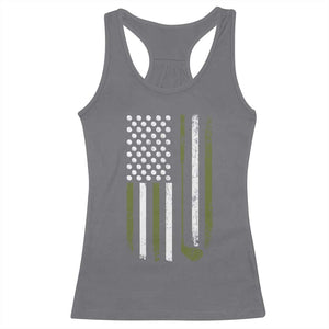 Retro American Flag Golf Racerback Tank Top Golfer Funny Golf Club Golfing TS10 Charcoal Print Your Wear