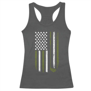 Retro American Flag Golf Racerback Tank Top Golfer Funny Golf Club Golfing TS10 Dark Heather Print Your Wear