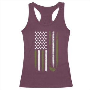 Retro American Flag Golf Racerback Tank Top Golfer Funny Golf Club Golfing TS10 Maroon Print Your Wear