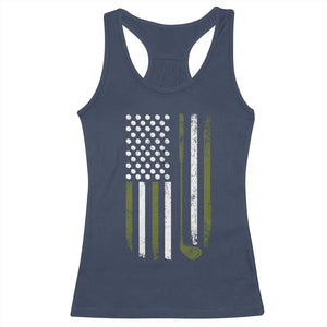 Retro American Flag Golf Racerback Tank Top Golfer Funny Golf Club Golfing TS10 Navy Print Your Wear