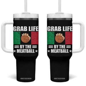 Funny Meatball Tumbler With Handle Italian Food Italy Flag TS10 One Size: 40 oz Black Print Your Wear