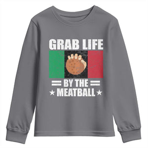 Funny Meatball Youth Sweatshirt Italian Food Italy Flag TS10 Charcoal Print Your Wear
