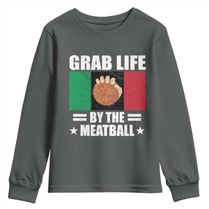 Funny Meatball Youth Sweatshirt Italian Food Italy Flag TS10 Dark Heather Print Your Wear