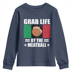 Funny Meatball Youth Sweatshirt Italian Food Italy Flag TS10 Navy Print Your Wear