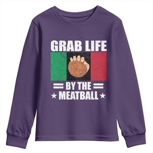 Funny Meatball Youth Sweatshirt Italian Food Italy Flag TS10 Purple Print Your Wear