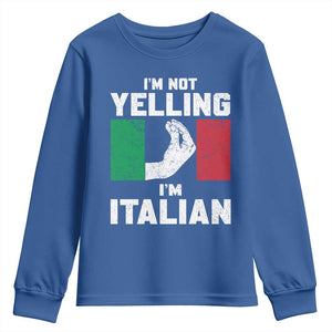 Funny Italian Youth Sweatshirt Im Not Yelling Im Italian Italy Flag TS10 Royal Blue Print Your Wear