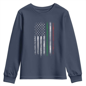 Italian American Flag Youth Sweatshirt Retro Italy Flag Italian Family TS10 Navy Print Your Wear
