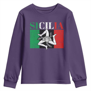 Italian Flag Youth Sweatshirt Pisa Tower Colosseum Classic Scooter Retro TS10 Purple Print Your Wear