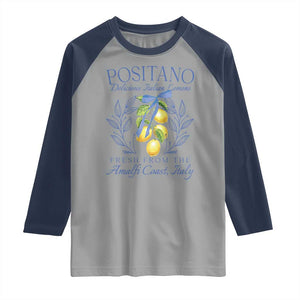 Positano Italy Raglan Shirt Amalfi Coast Italian Lemons Town Italy Vacation TS10 Sport Gray Navy Print Your Wear