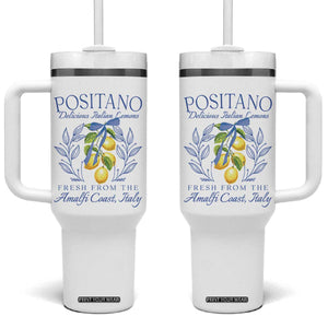 Positano Italy Tumbler With Handle Amalfi Coast Italian Lemons Town Italy Vacation TS10 One Size: 40 oz White Print Your Wear