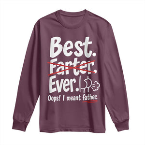 Retro Dad Worlds Best Farter I Mean Father Long Sleeve Shirt Funny Gag Gift Birthday Husband Dad Fathers Day