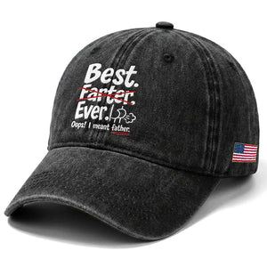 Retro Dad Worlds Best Farter I Mean Father Washed Cotton Baseball Cap Funny Gag Gift Birthday Husband Dad Fathers Day