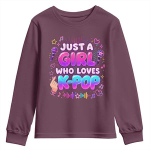 Kpop Lover Youth Sweatshirt Just a Girl Who Loves K-Pop Korean Music