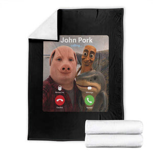 Tung Tung Tung Sahur John Pork Calling Throw Blanket Tralalero Tralala Meme Brainrot Funny