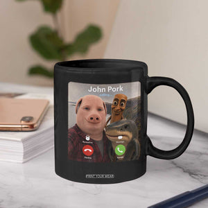 Tung Tung Tung Sahur John Pork Calling Coffee Mug Tralalero Tralala Meme Brainrot Funny