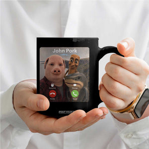 Tung Tung Tung Sahur John Pork Calling Coffee Mug Tralalero Tralala Meme Brainrot Funny