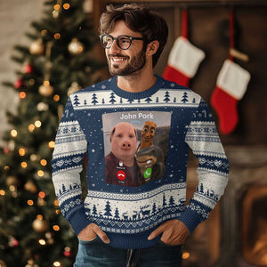 Tung Tung Tung Sahur John Pork Calling Ugly Christmas Sweater Tralalero Tralala Meme Brainrot Funny