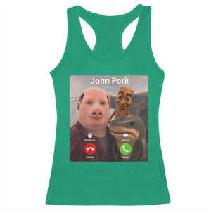 Tung Tung Tung Sahur John Pork Calling Racerback Tank Top Tralalero Tralala Meme Brainrot Funny