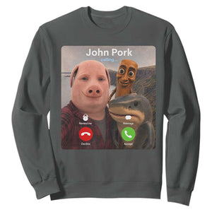 Tung Tung Tung Sahur John Pork Calling Sweatshirt Tralalero Tralala Meme Brainrot Funny