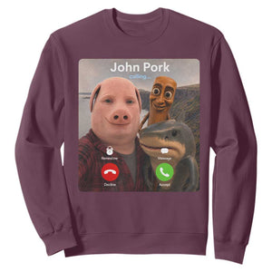 Tung Tung Tung Sahur John Pork Calling Sweatshirt Tralalero Tralala Meme Brainrot Funny