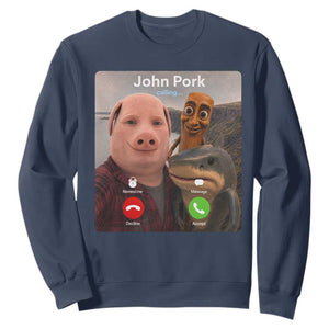 Tung Tung Tung Sahur John Pork Calling Sweatshirt Tralalero Tralala Meme Brainrot Funny