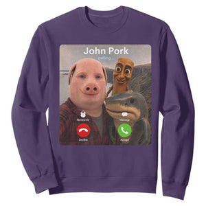Tung Tung Tung Sahur John Pork Calling Sweatshirt Tralalero Tralala Meme Brainrot Funny
