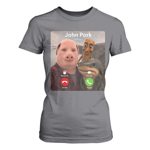 Tung Tung Tung Sahur John Pork Calling T Shirt For Women Tralalero Tralala Meme Brainrot Funny