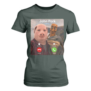 Tung Tung Tung Sahur John Pork Calling T Shirt For Women Tralalero Tralala Meme Brainrot Funny